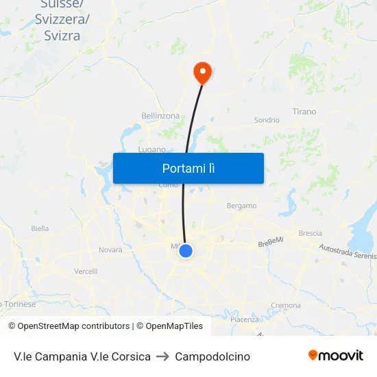 V.le Campania V.le Corsica to Campodolcino map