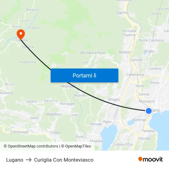 Lugano to Curiglia Con Monteviasco map