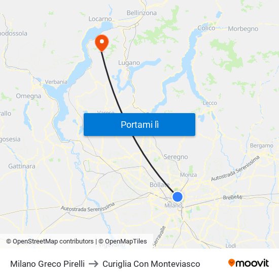 Milano Greco Pirelli to Curiglia Con Monteviasco map