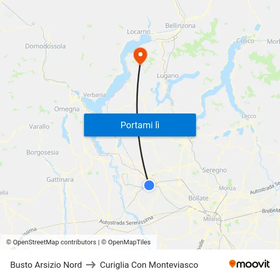 Busto Arsizio Nord to Curiglia Con Monteviasco map