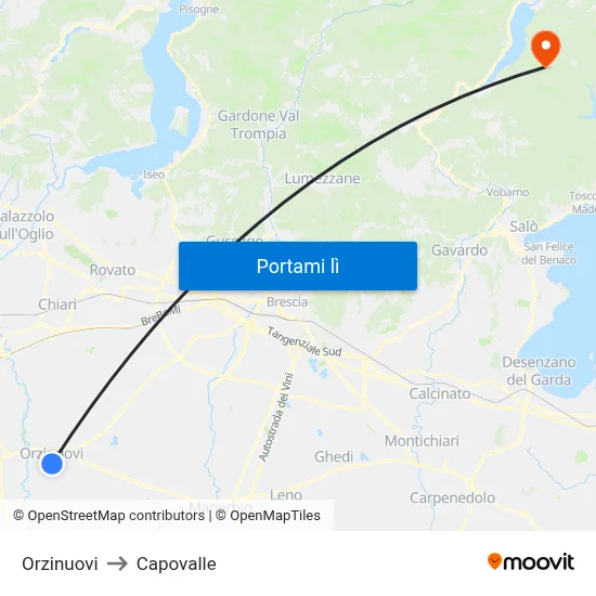 Orzinuovi to Capovalle map