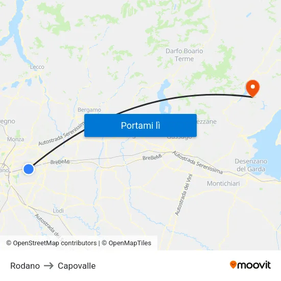 Rodano to Capovalle map