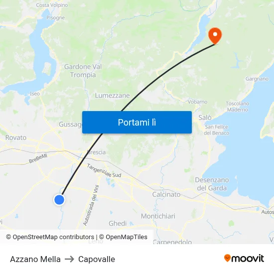 Azzano Mella to Capovalle map