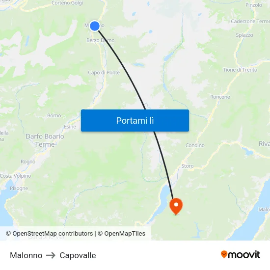 Malonno to Capovalle map