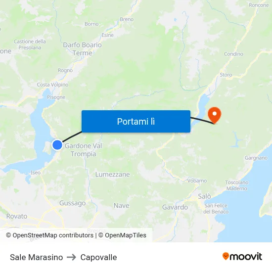 Sale Marasino to Capovalle map