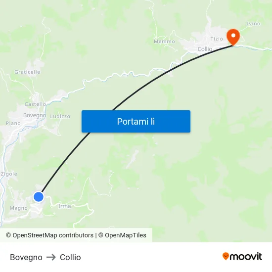Bovegno to Collio map