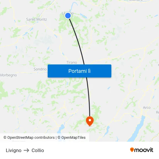 Livigno to Collio map