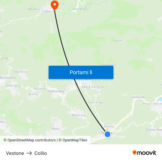 Vestone to Collio map
