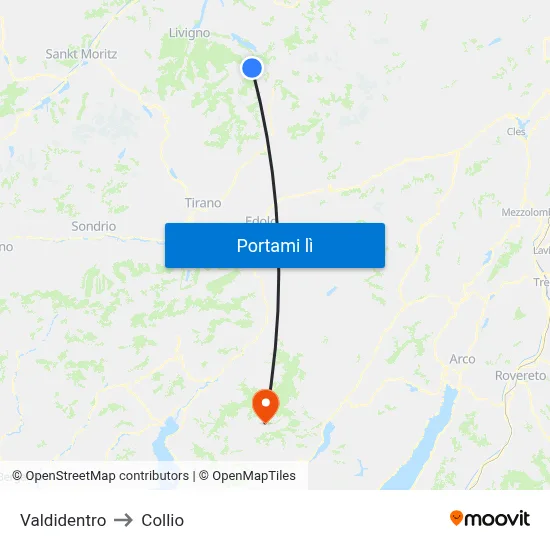 Valdidentro to Collio map
