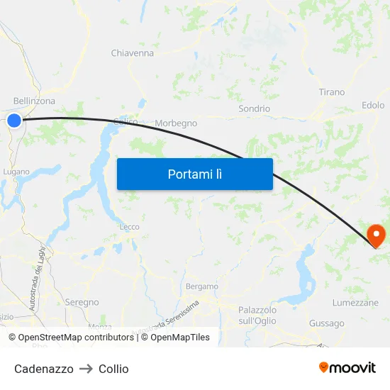 Cadenazzo to Collio map