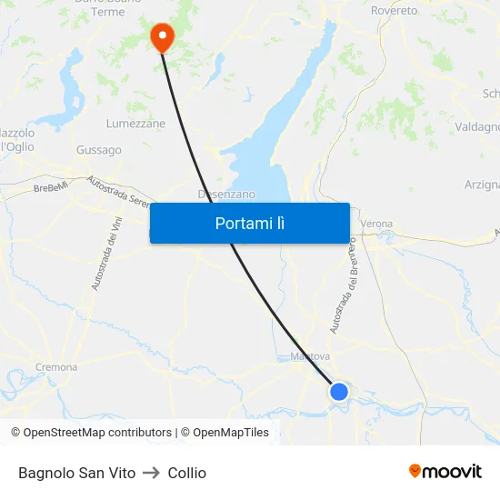 Bagnolo San Vito to Collio map