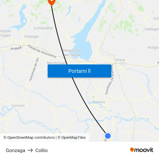 Gonzaga to Collio map