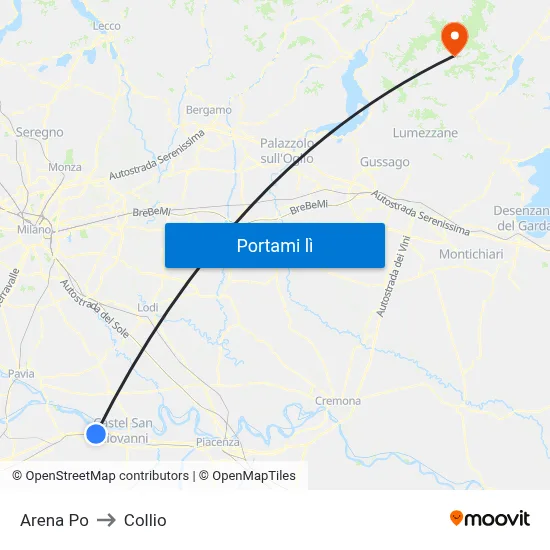 Arena Po to Collio map