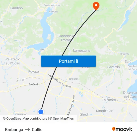 Barbariga to Collio map