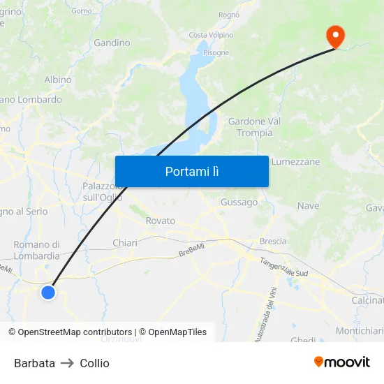 Barbata to Collio map
