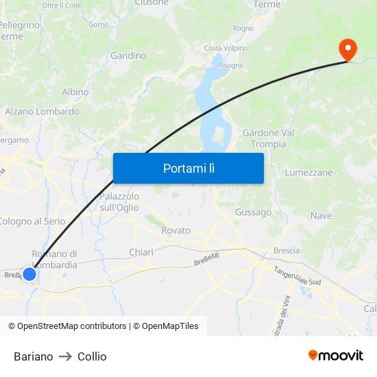 Bariano to Collio map