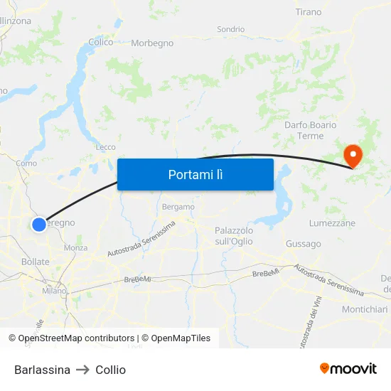 Barlassina to Collio map