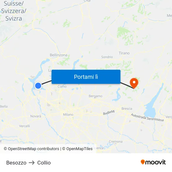 Besozzo to Collio map