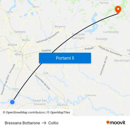 Bressana Bottarone to Collio map