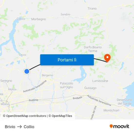 Brivio to Collio map