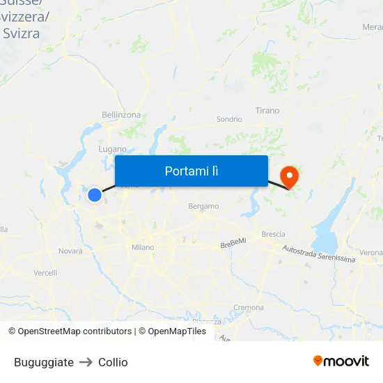 Buguggiate to Collio map