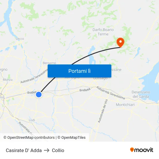 Casirate D' Adda to Collio map