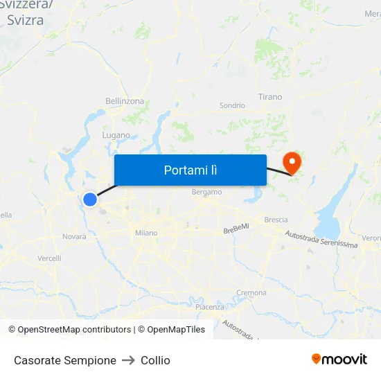 Casorate Sempione to Collio map