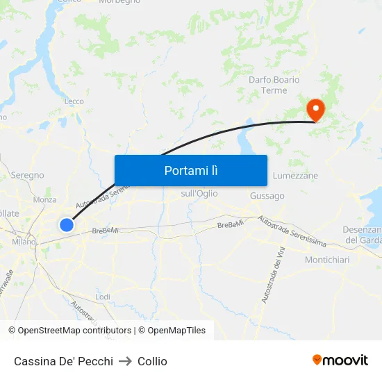 Cassina De' Pecchi to Collio map