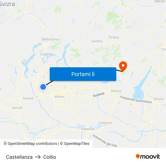 Castellanza to Collio map