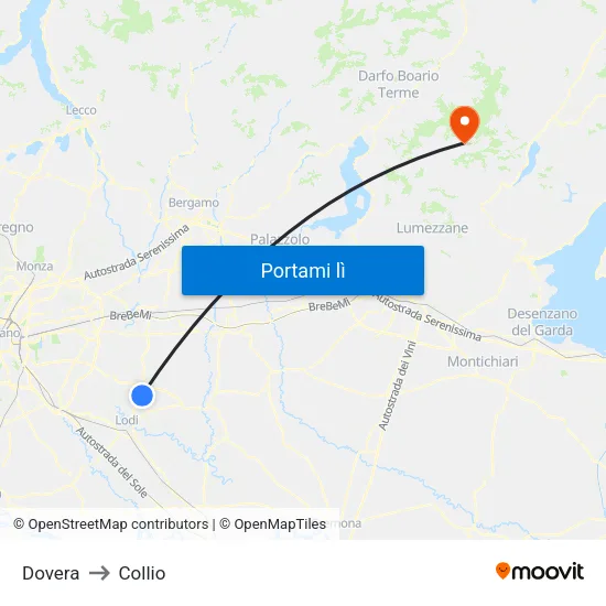 Dovera to Collio map