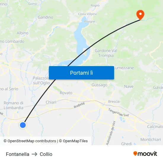 Fontanella to Collio map