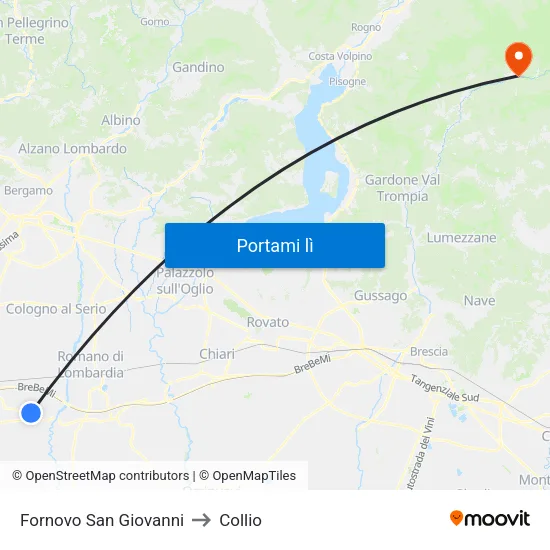 Fornovo San Giovanni to Collio map