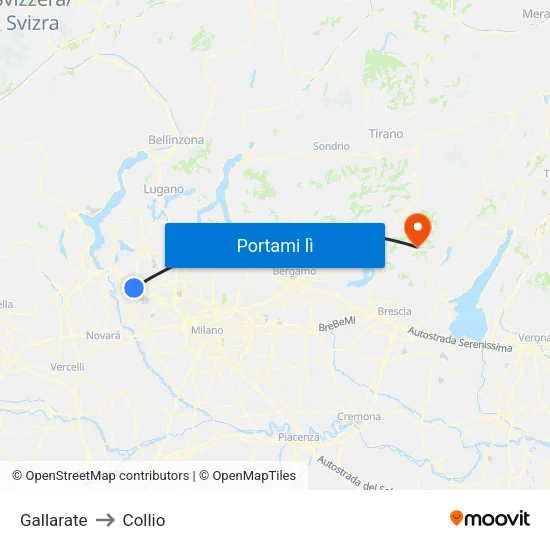 Gallarate to Collio map