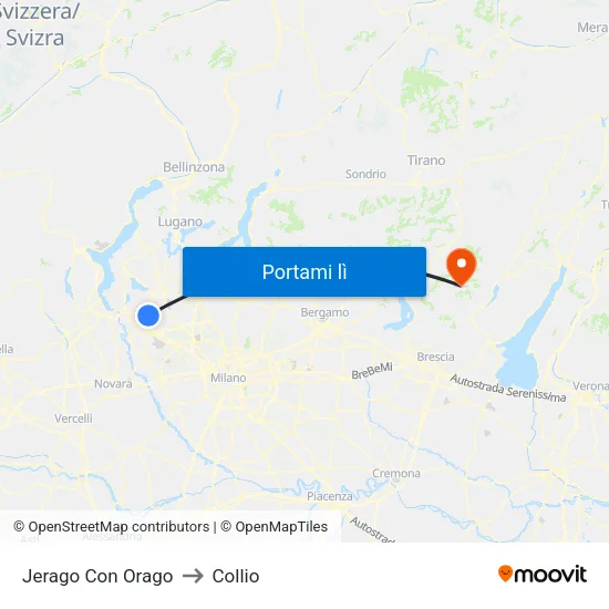 Jerago Con Orago to Collio map