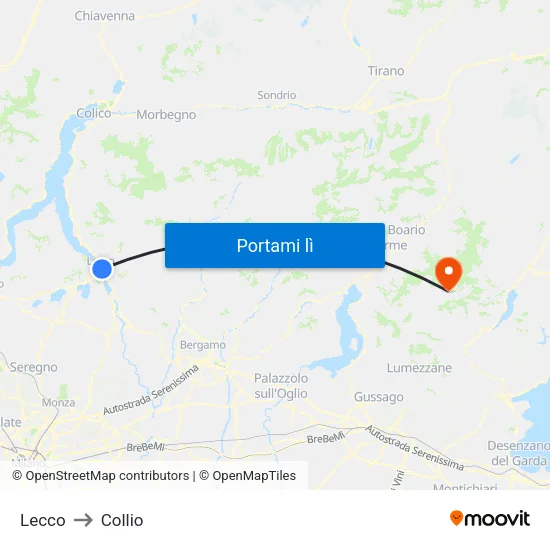 Lecco to Collio map