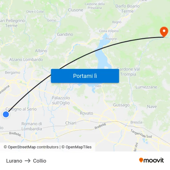 Lurano to Collio map