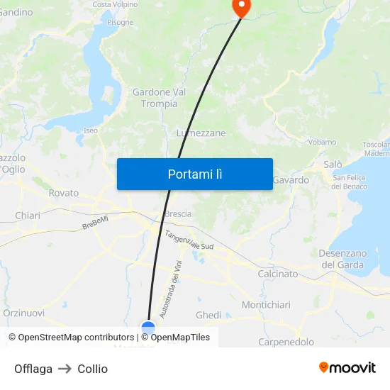 Offlaga to Collio map