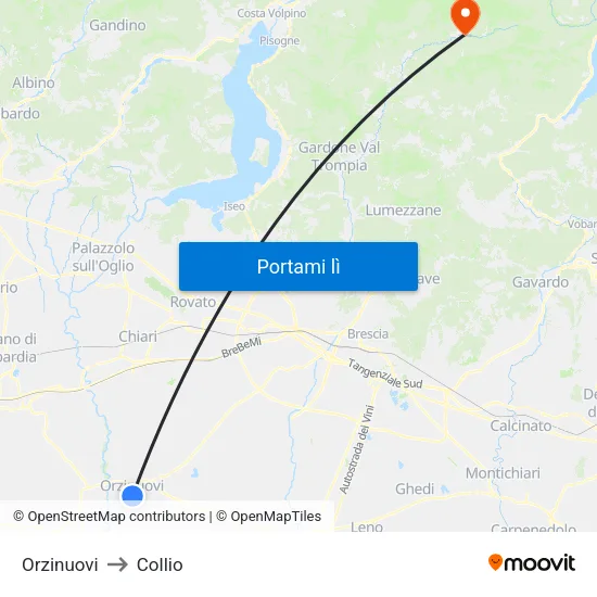 Orzinuovi to Collio map