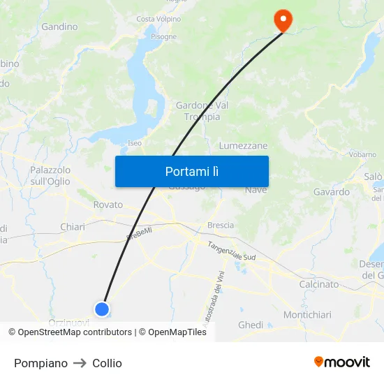 Pompiano to Collio map