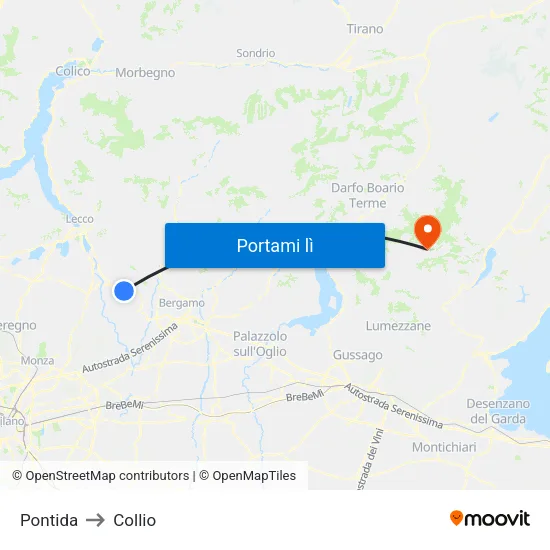 Pontida to Collio map