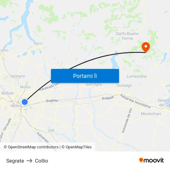 Segrate to Collio map