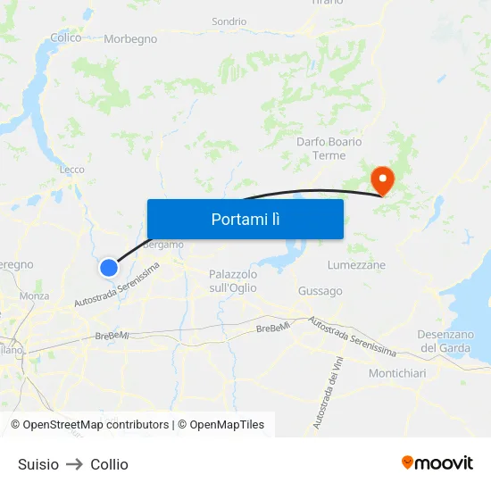 Suisio to Collio map