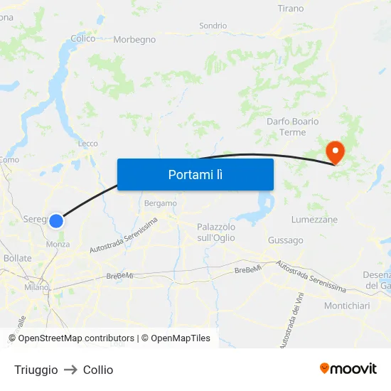 Triuggio to Collio map