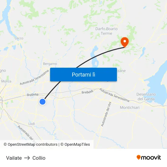 Vailate to Collio map
