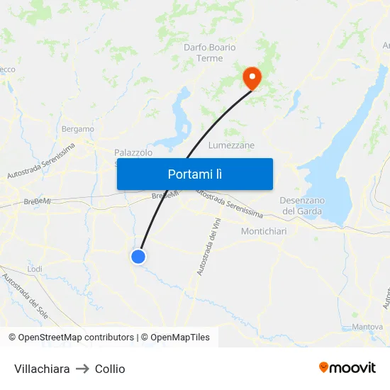 Villachiara to Collio map