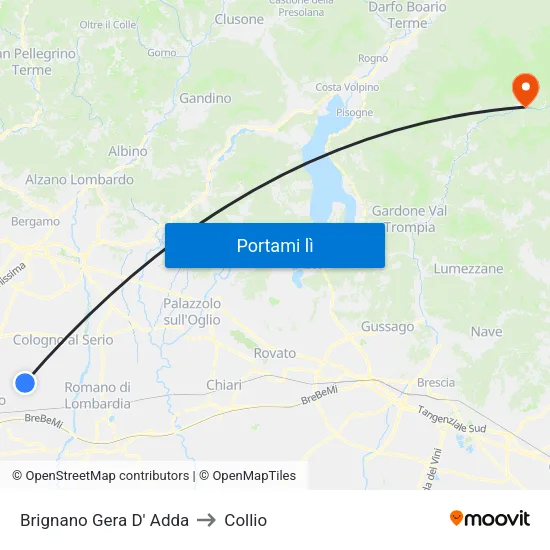 Brignano Gera D' Adda to Collio map