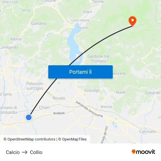 Calcio to Collio map