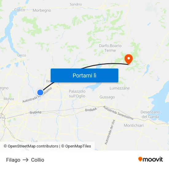 Filago to Collio map