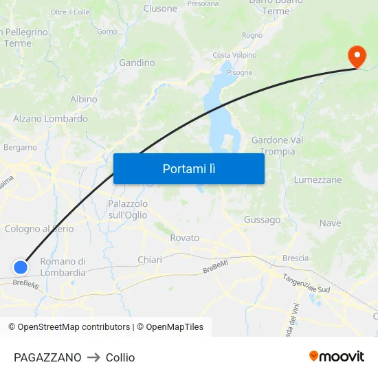PAGAZZANO to Collio map