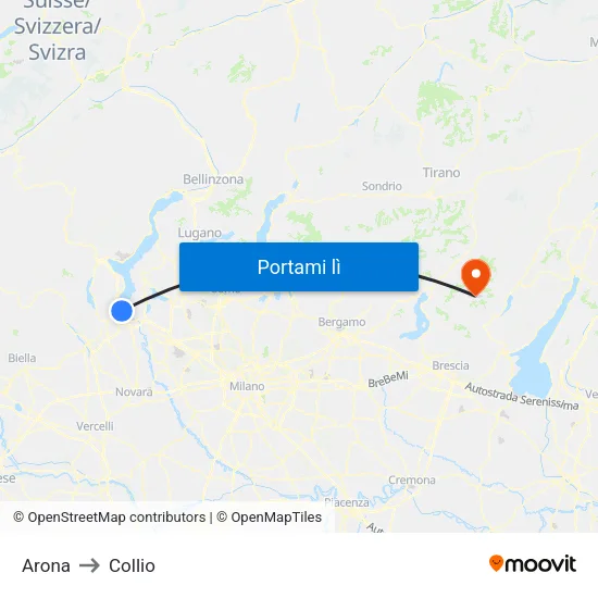 Arona to Collio map